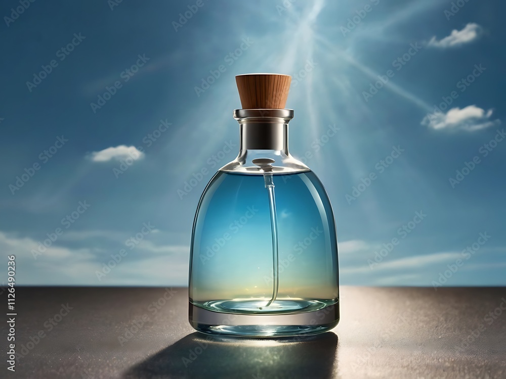 Glass Perfume Bottle Sky Background Glass Perfume Bottle Sky Background