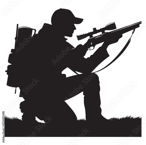 Hunting man silhouette vector illustration