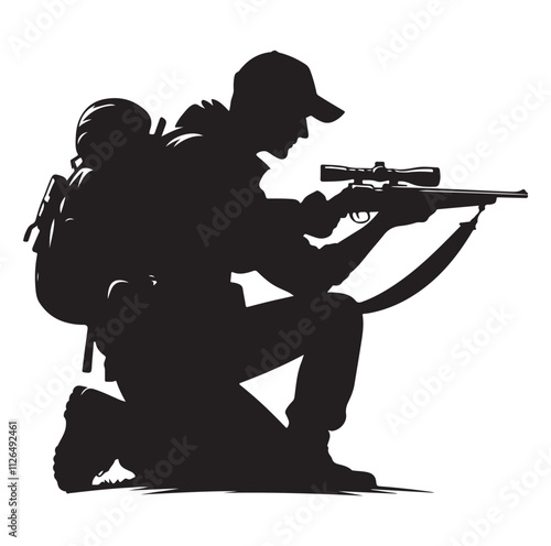Hunting man silhouette vector illustration