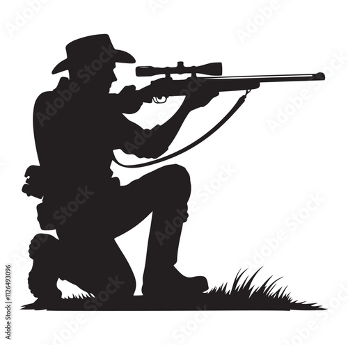 Hunting man silhouette vector illustration