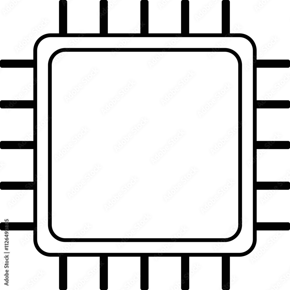 Processor line icon, microchip cpu technology board, Central processing unit. Design element flat, simple silhouette. Vector illustration Processor line icon, microchip cpu technology board, Central processing unit. Design element flat, simple silhouette. Vector illustration