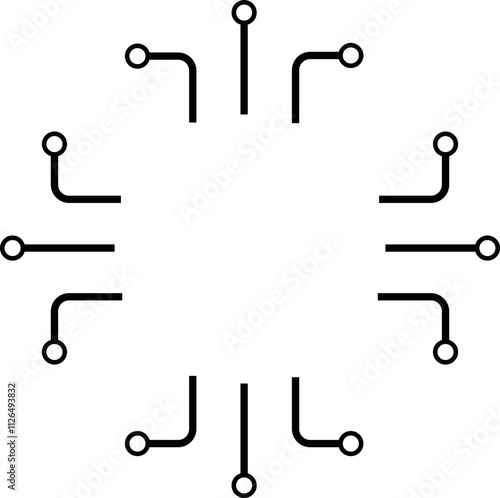 Processor line icon, microchip cpu technology board, Central processing unit. Design element flat, simple silhouette. Vector illustration