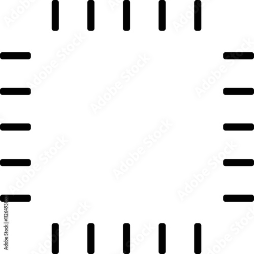 Processor line icon, microchip cpu technology board, Central processing unit. Design element flat, simple silhouette. Vector illustration