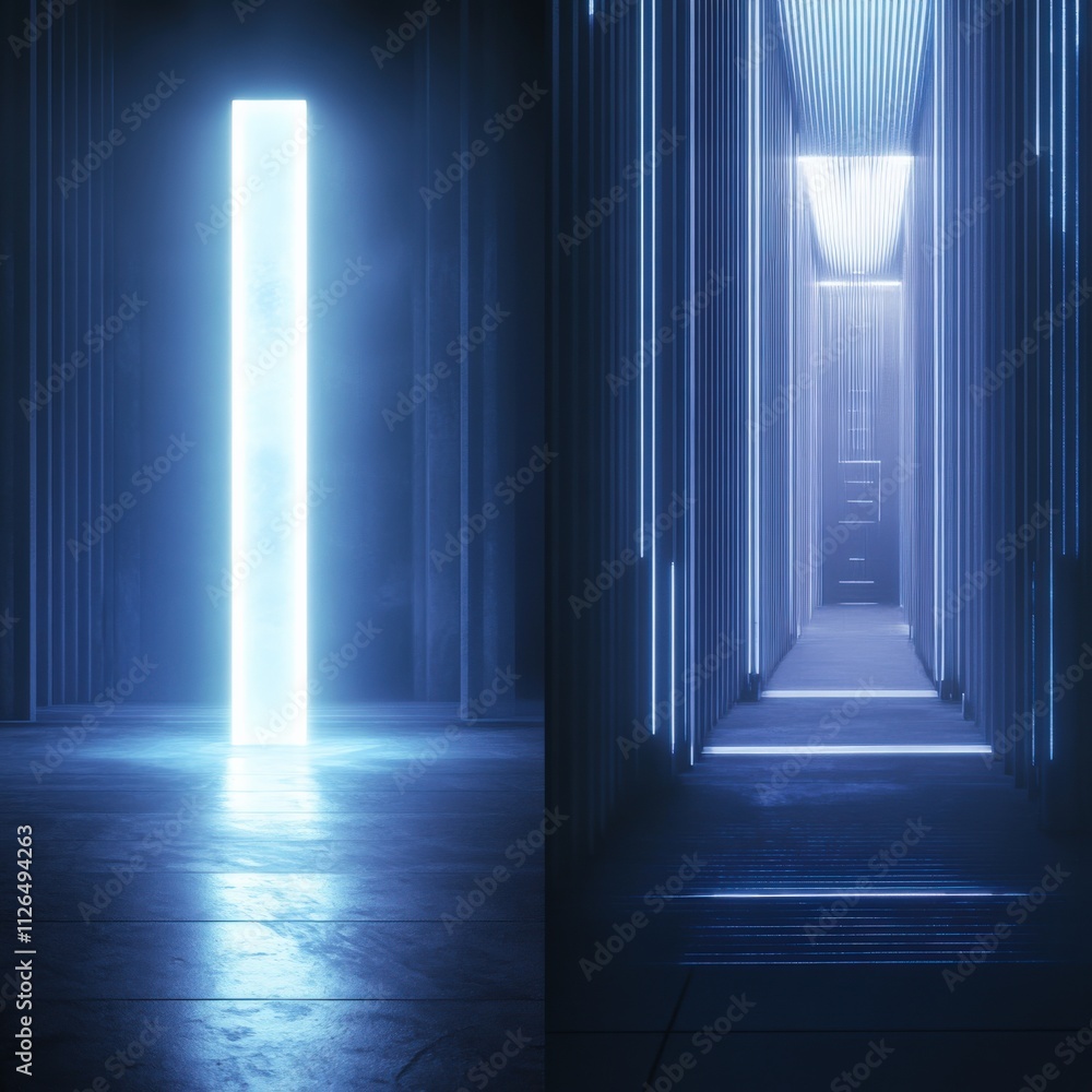 futuristic corridor with glowing light elements futuristic corridor with glowing light elements