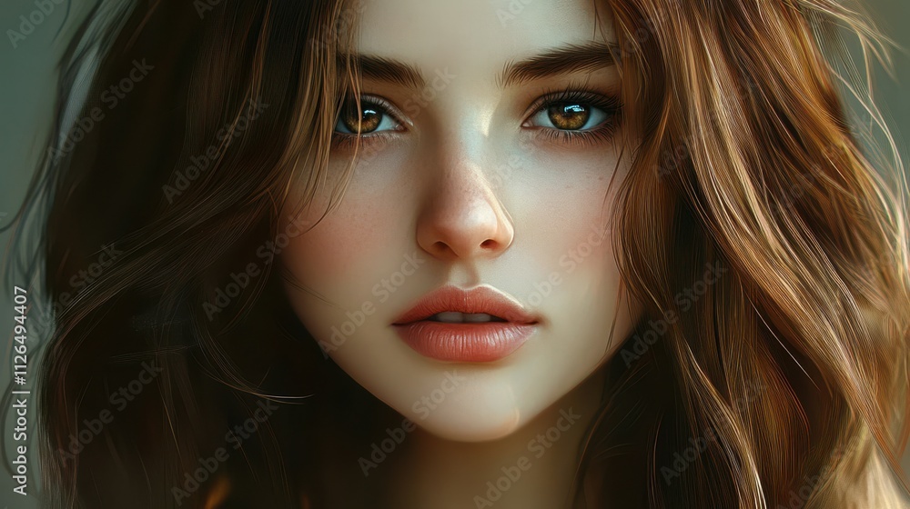 beautiful brown hair young woman. beauty portrait of pretty girl beautiful brown hair young woman. beauty portrait of pretty girl