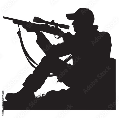 Hunting man silhouette vector illustration