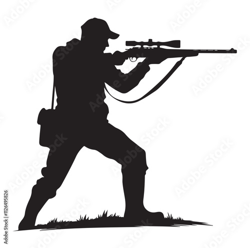 Hunting man silhouette vector illustration