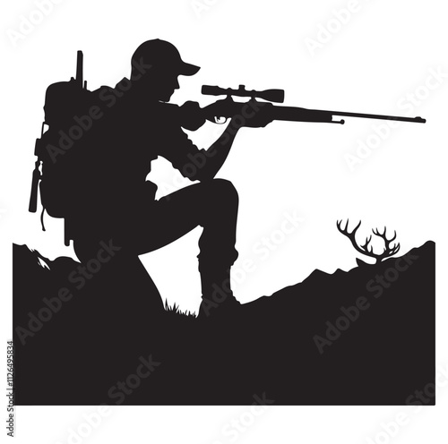 Hunting man silhouette vector illustration