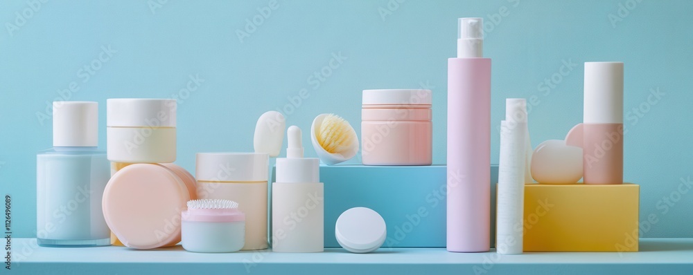 Arrangement of skin care products Arrangement of skin care products