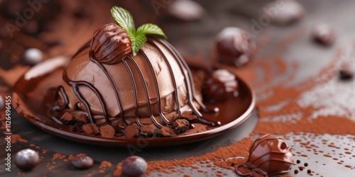 Indulge in this decadent chocolate dessert, a symphony of rich textures and flavors.  A perfect treat for chocolate lovers, this exquisite creation is a feast for the senses. photo