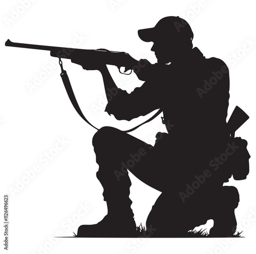 Hunting man silhouette vector illustration