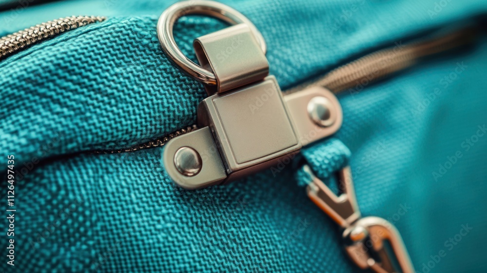 Teal bag zipper pull detail. Teal bag zipper pull detail.