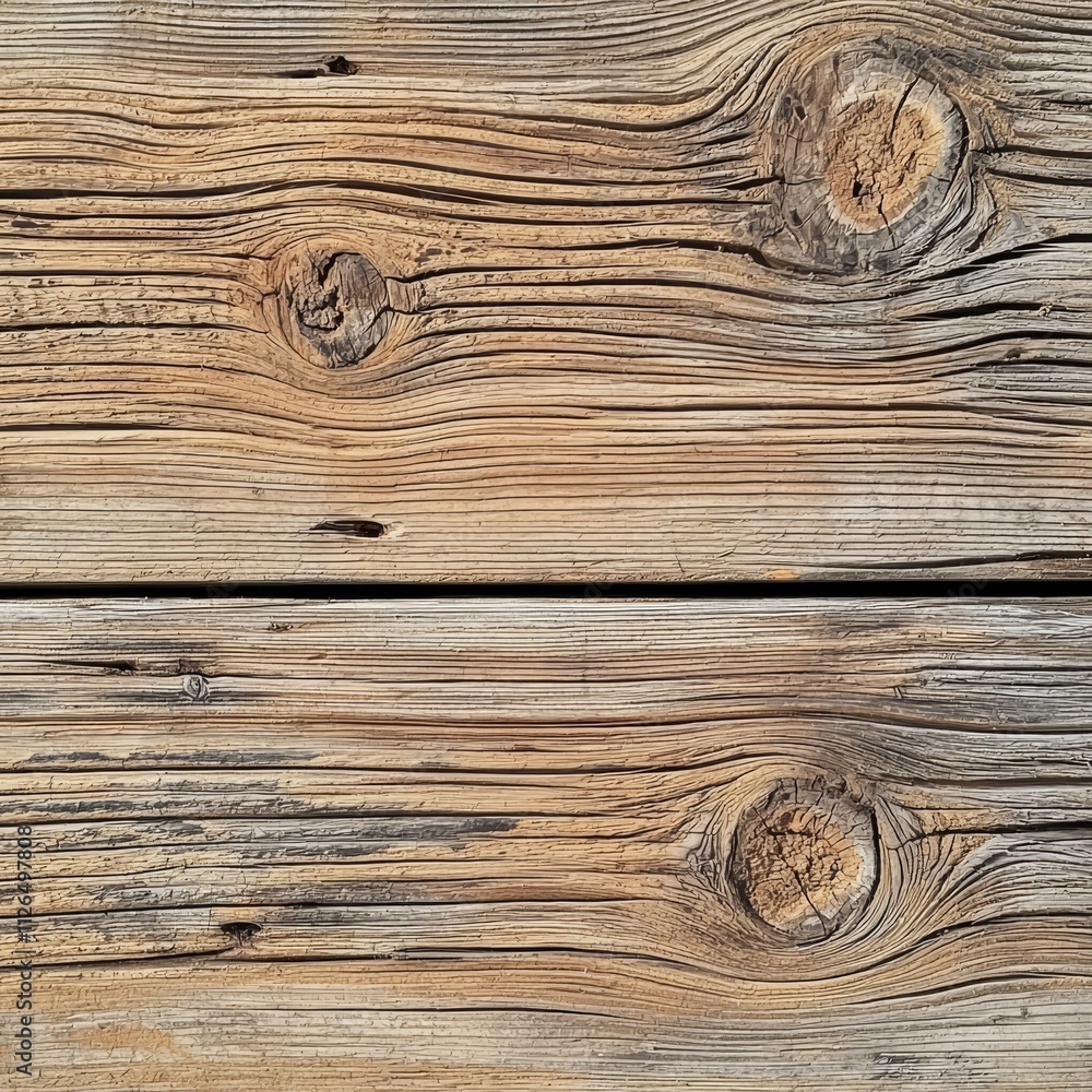 Naklejka premium Detailed Wooden Plank with Distinctive Knots and Natural Grains for Rustic Decor and Architecture
