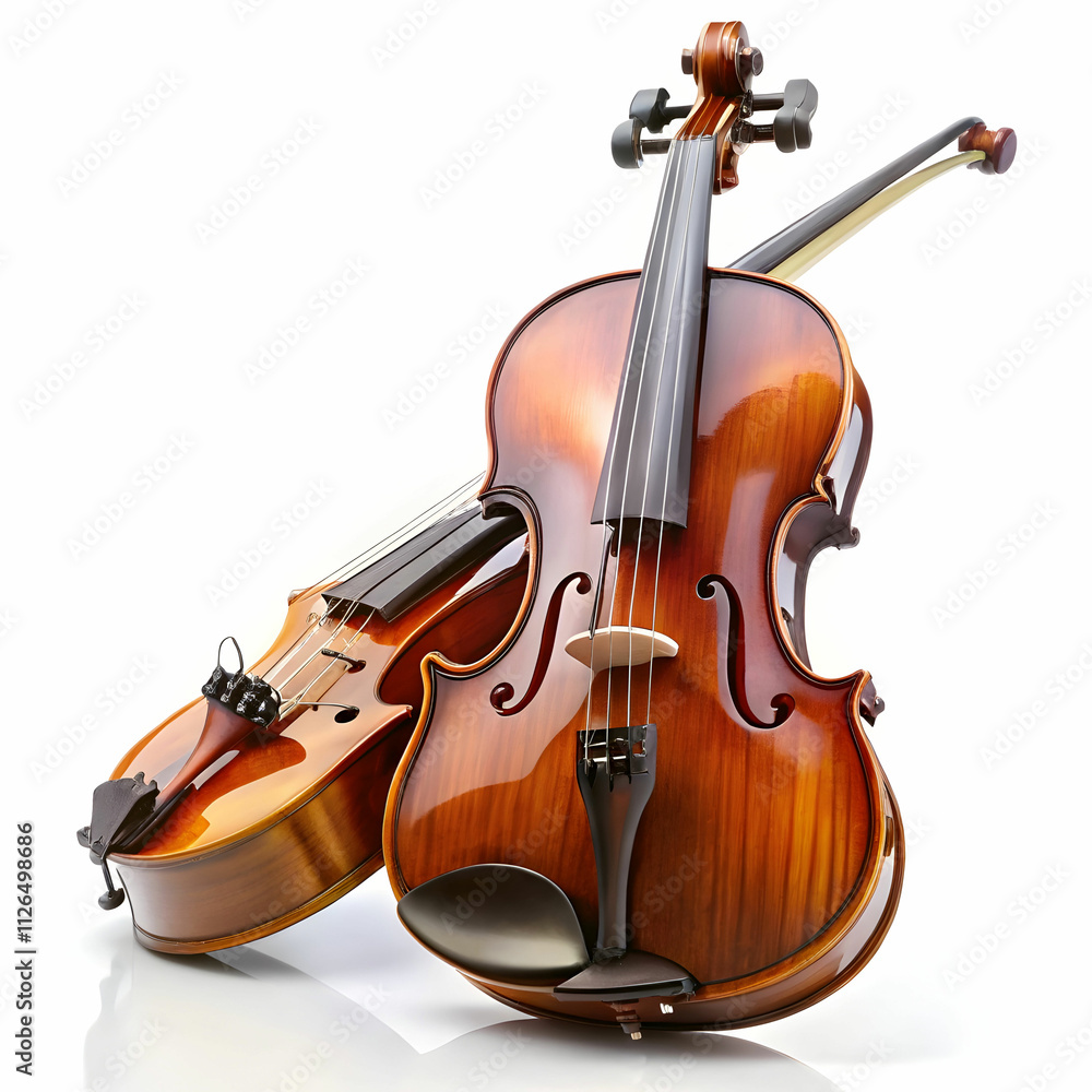 A polished violin with a rich wooden body A polished violin with a rich wooden body