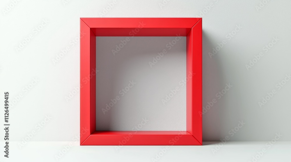 Elegant Red Squared Gift Box Frame Concept on White Background Elegant Red Squared Gift Box Frame Concept on White Background