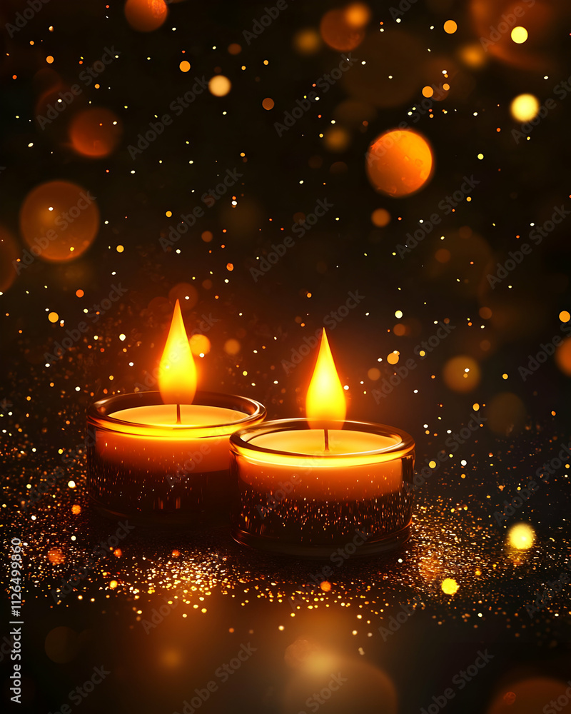 Burning Candles Glow with Golden Sparkle Burning Candles Glow with Golden Sparkle