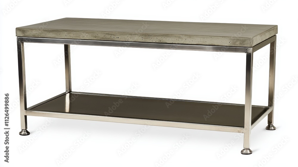 Modern coffee table with concrete top and metal frame for contemporary living space Modern coffee table with concrete top and metal frame for contemporary living space