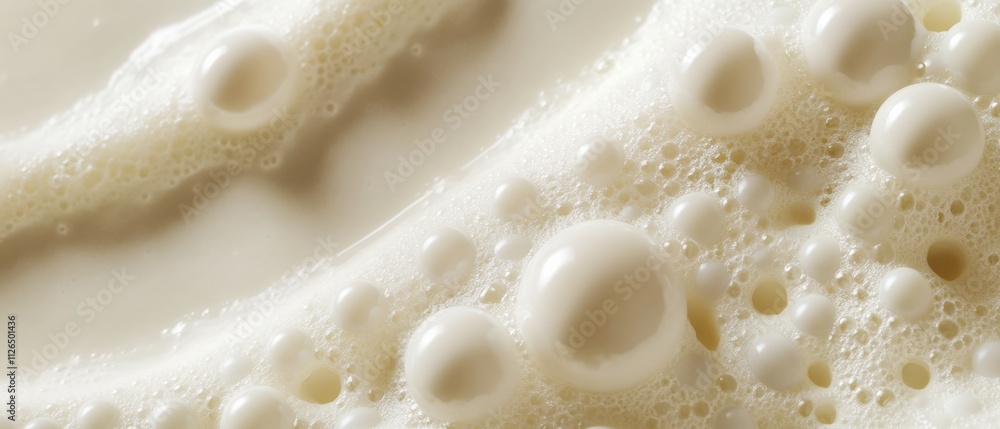 close-up of creamy milk with bubbles and foam close-up of creamy milk with bubbles and foam
