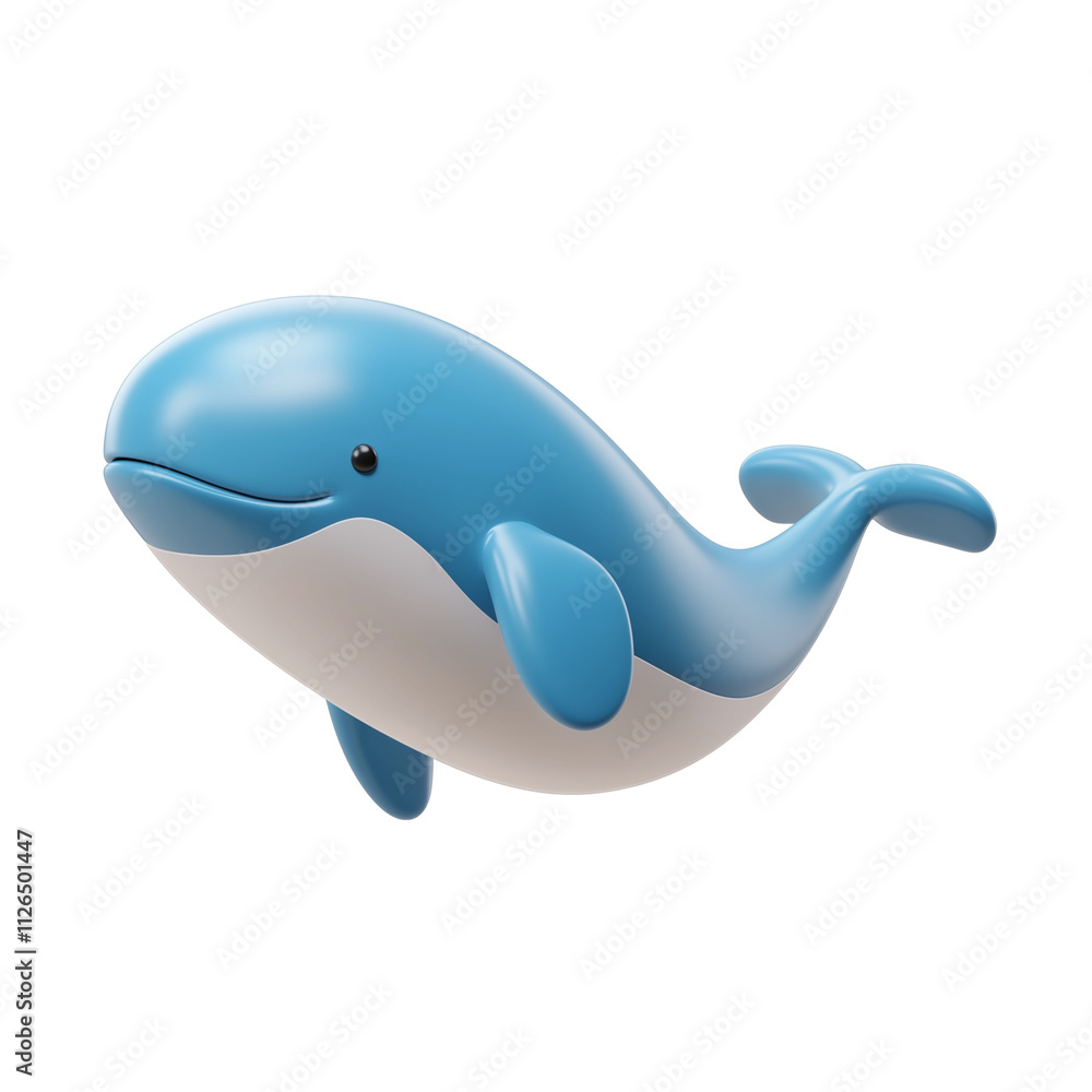 Naklejka premium 3D icon of blue whale isolated on transparent background