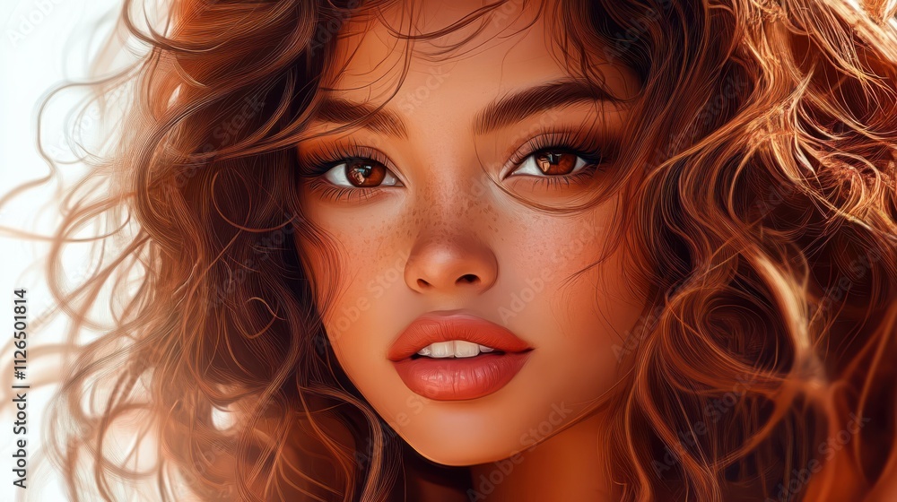 beautiful brown young woman. beauty portrait of pretty girl with Heathy hair beautiful brown young woman. beauty portrait of pretty girl with Heathy hair