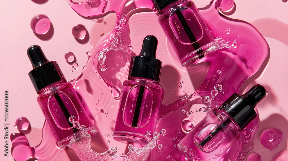 pink dropper bottle product mockup, empty label pink dropper bottle product mockup, empty label