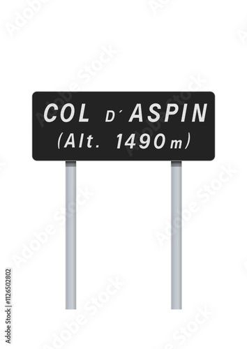 Panneau du Col d'Aspin (Hautes-Pyrénées) en vectoriel