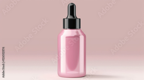 pink dropper bottle product mockup, empty label