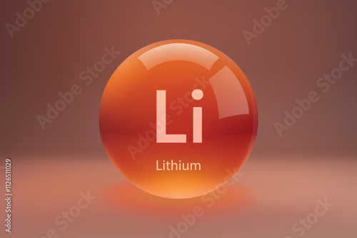 Glossy sphere with Lithium symbol