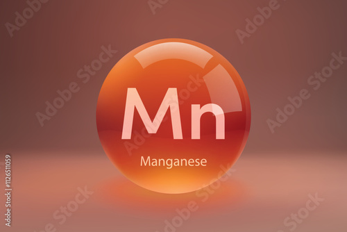 Glossy sphere with Manganese symbol