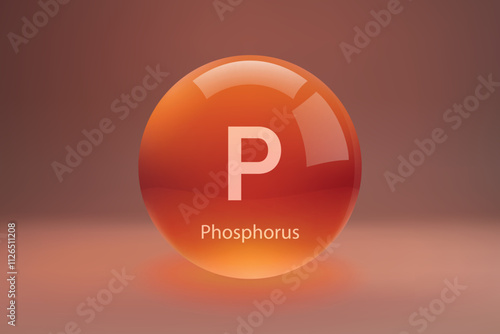 Glossy sphere with Phosphorus symbol