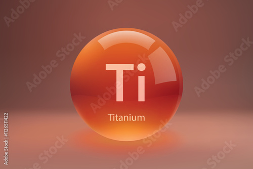 Glossy sphere with Titanium symbol