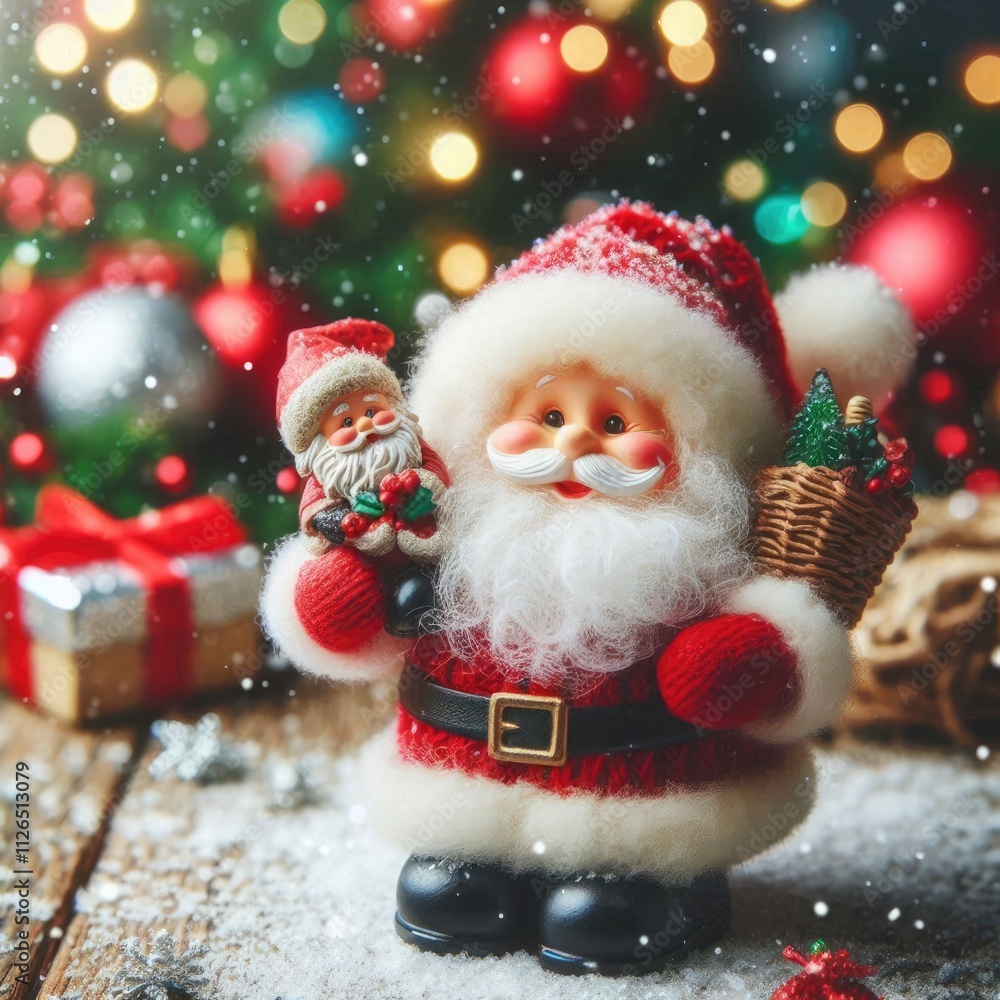 christmast background with happy Santa Claus miniature, ai christmast background with happy Santa Claus miniature, ai