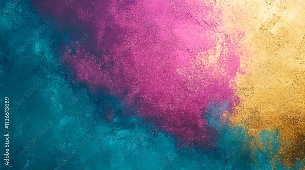 Fototapeta premium Abstract Textured Background In Teal Pink And Gold