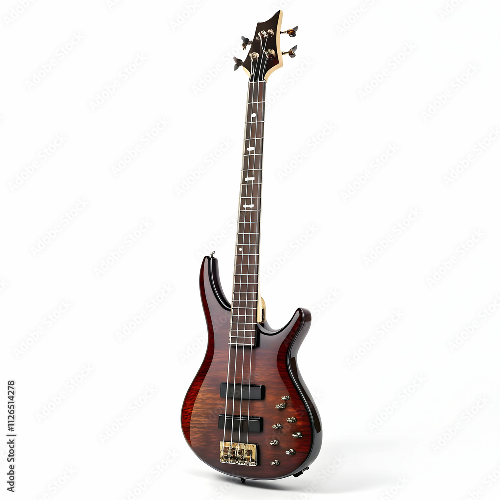Naklejka premium A polished bass guitar with a deep body and long neck
