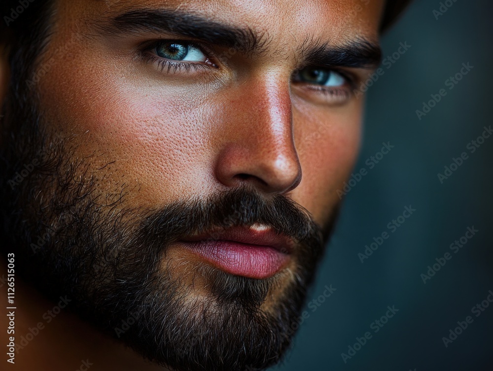 Obraz premium close-up portrait of a man with striking features and intense gaze
