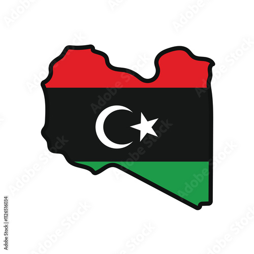 LIBYA Map with flag in body