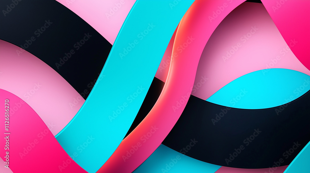 Obraz premium Minimalist TikTok logo-inspired abstract design with bright gradients