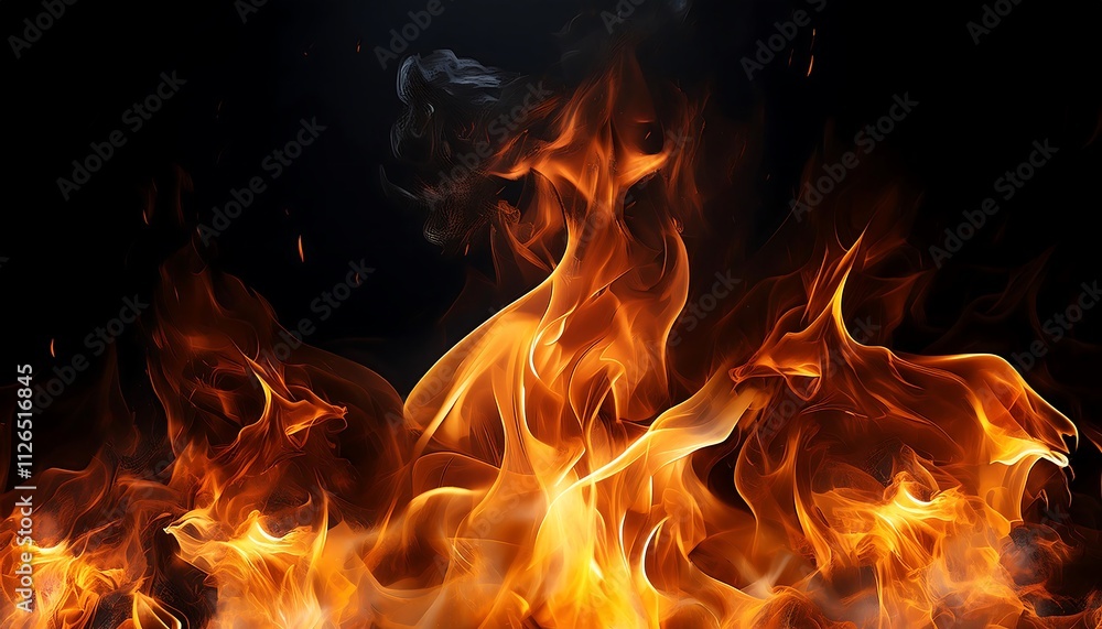 Fiery flames dance and crackle in a cozy fireplace, casting a warm, orange glow Fiery flames dance and crackle in a cozy fireplace, casting a warm, orange glow
