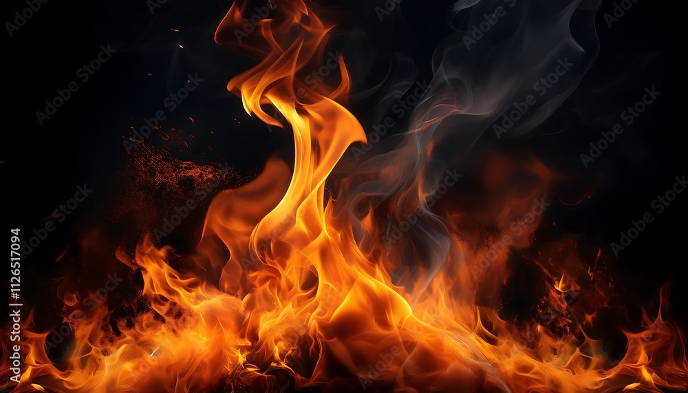Fiery flames dance and crackle in a cozy fireplace, casting a warm, orange glow Fiery flames dance and crackle in a cozy fireplace, casting a warm, orange glow