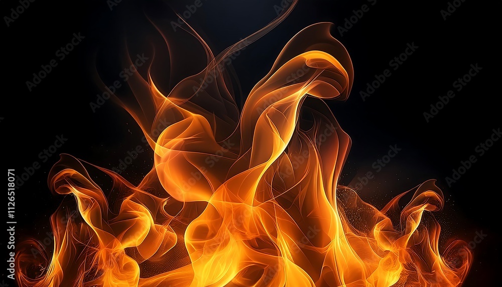 Fototapeta premium Fiery flames dance and crackle in a cozy fireplace, casting a warm, orange glow