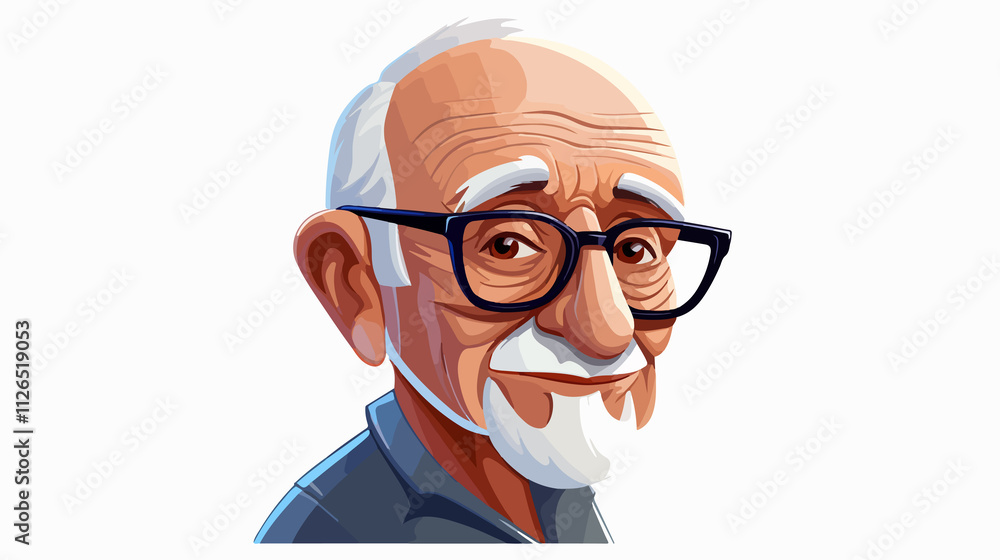 Detailed vector illustration of a senior man in glasses for design and commercial use Detailed vector illustration of a senior man in glasses for design and commercial use