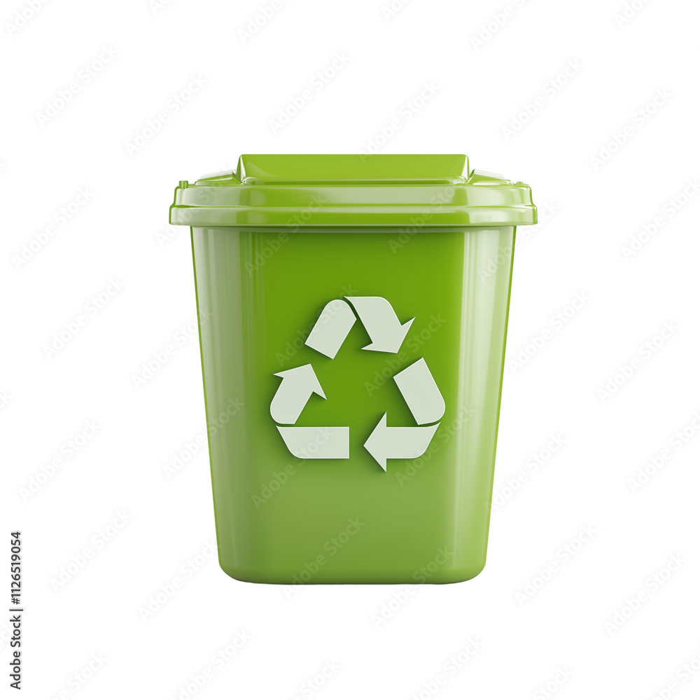 3D icon of green recycling bin with arrows isolated on transparent background 3D icon of green recycling bin with arrows isolated on transparent background