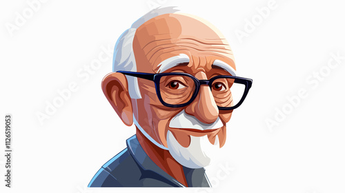 Detailed vector illustration of a senior man in glasses for design and commercial use