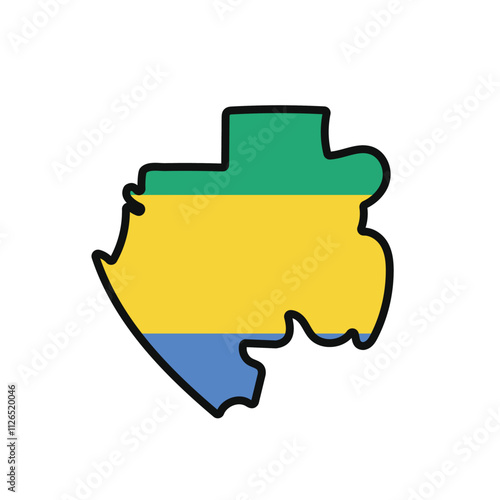 GABON Map with flag in body