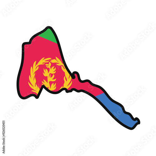 ERITREA Map with flag in body photo