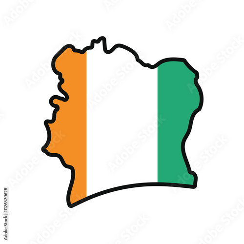 IVORY COAST Map with flag in body