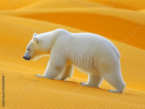 Polar Bear Wandering Through the Desert