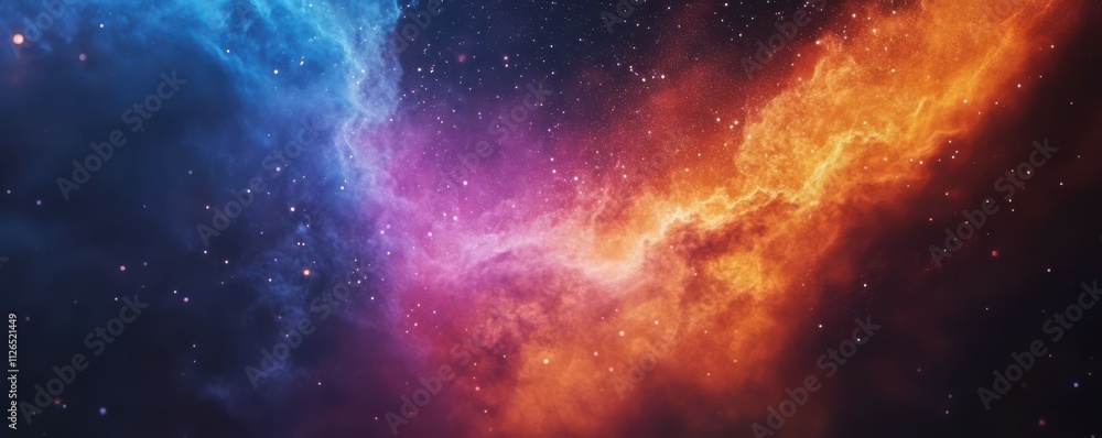 Fototapeta premium Colorful nebula with density glowing particles