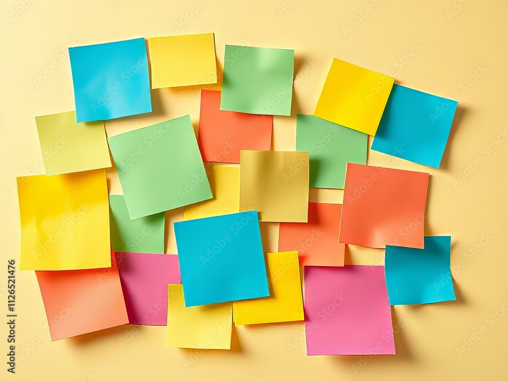 Vibrant Office Sticky Note Reminders - AI Photo Vibrant Office Sticky Note Reminders - AI Photo
