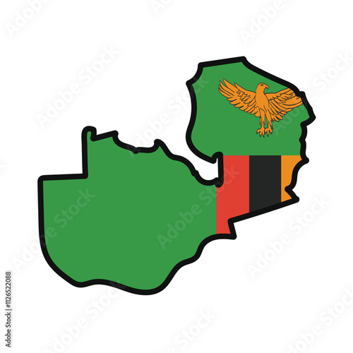 ZAMBIA Map with flag in body photo